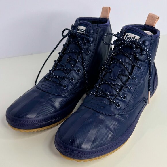 Keds Rain Boots Scout Splash Wx‎ Navy Women's Size 7.5 Lace up waterproof - Picture 1 of 7